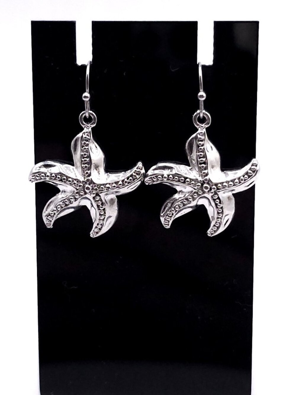 Starfish Dangle Earrings With Silver-Tone Finish And Textured Details - Picture 1 of 8